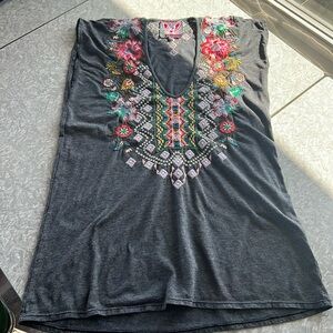 Johnny Was Embroidered Sleeveless Top Medium